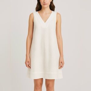 Adrianna Papell Lace Lined V Neck Shift Mini Dress White Size 12